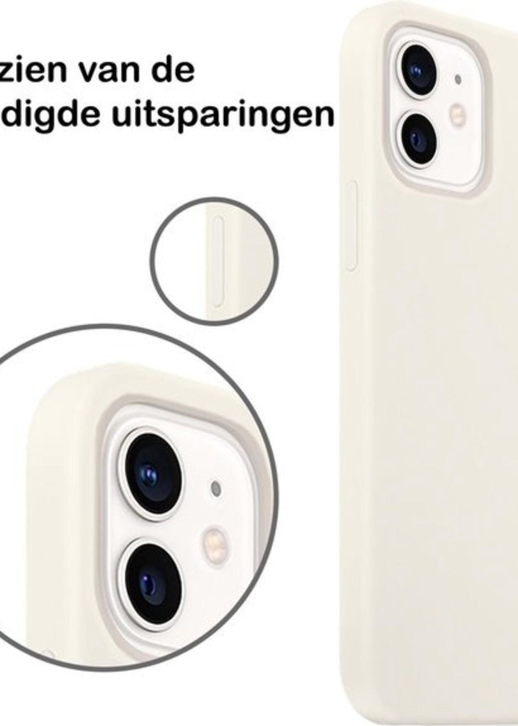 BTH Hoesje Geschikt voor iPhone 12 Hoesje Siliconen Case Hoes Met 2x Screenprotector - Hoes Geschikt voor iPhone 12 Hoes Cover Case - Wit