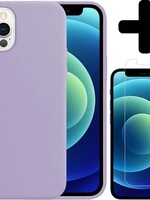 BTH BTH iPhone 12 Pro Hoesje Siliconen Lila En Screenprotector