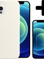 BTH BTH iPhone 12 Pro Hoesje Siliconen Wit En Screenprotector