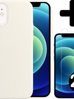 BTH BTH iPhone 12 Hoesje Siliconen Wit En 2x Screenprotector