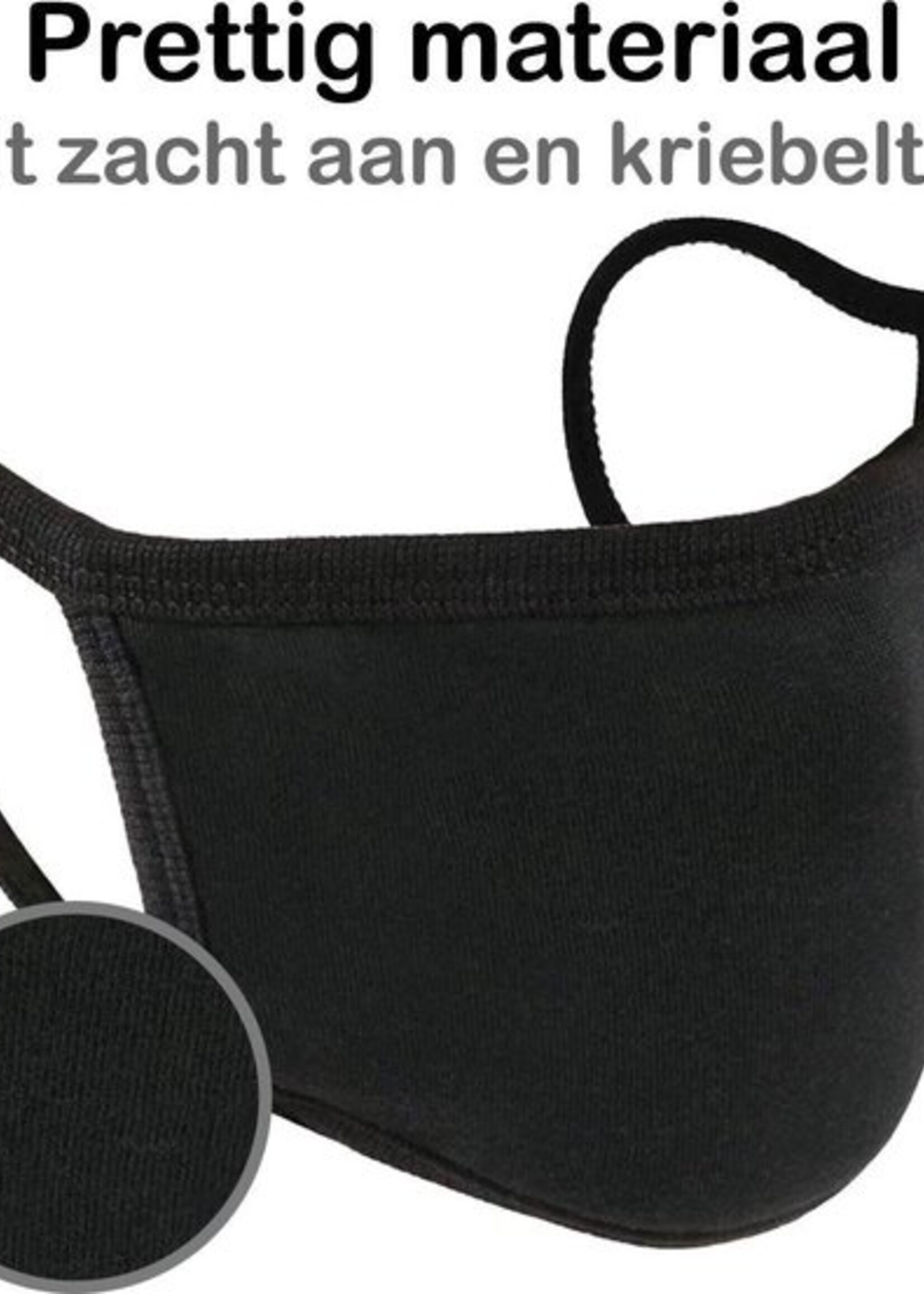 BTH Mondkapje Wasbaar Zwart - Mondkapje Katoen Wasbaar Mondmasker Katoen - Wasbare Mondkapjes Niet Medisch Elastisch - Universeel - 2 PACK