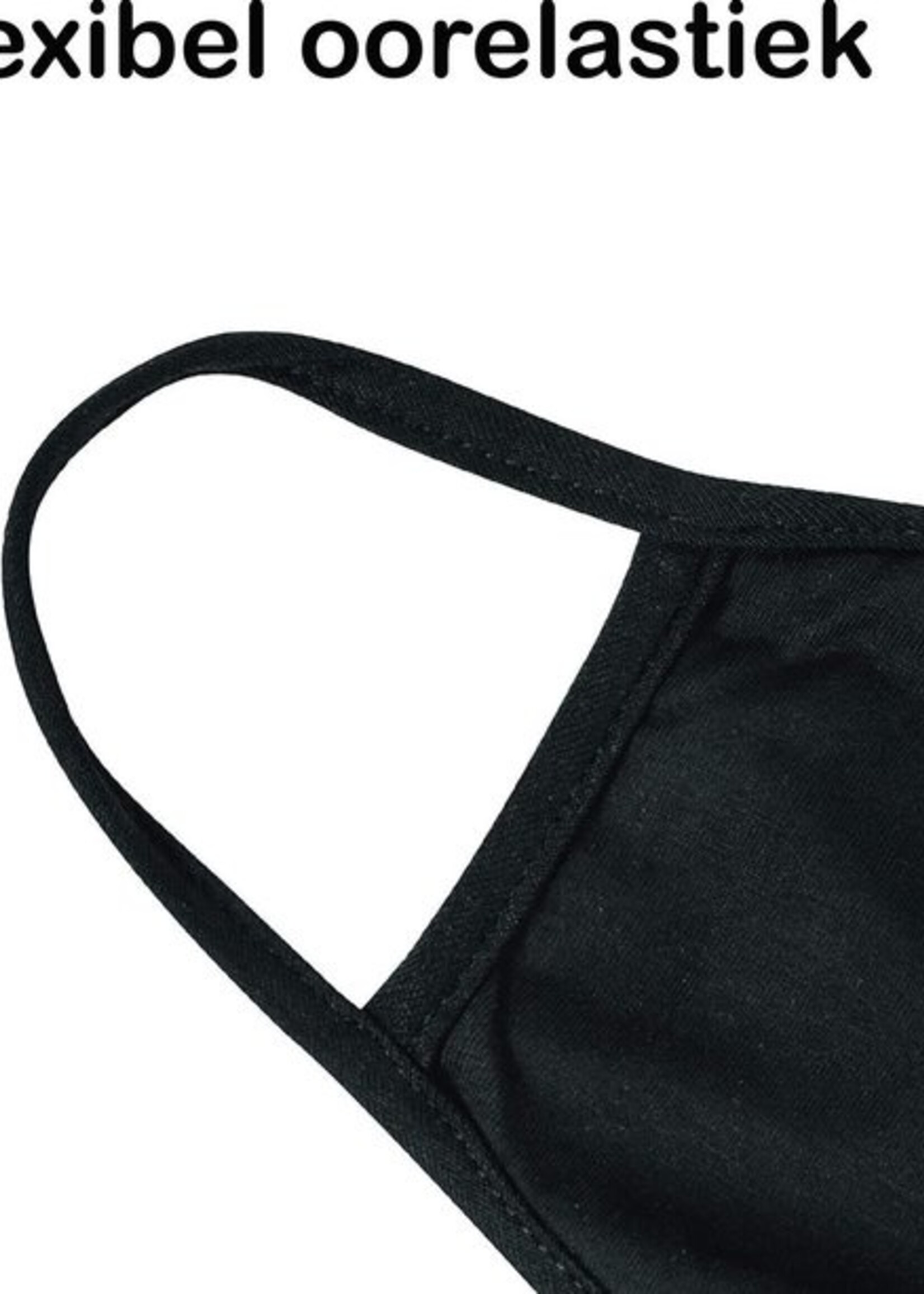 BTH Mondkapje Wasbaar Zwart - Mondkapje Katoen Wasbaar Mondmasker Katoen - Wasbare Mondkapjes Niet Medisch Elastisch - Universeel - 5 PACK