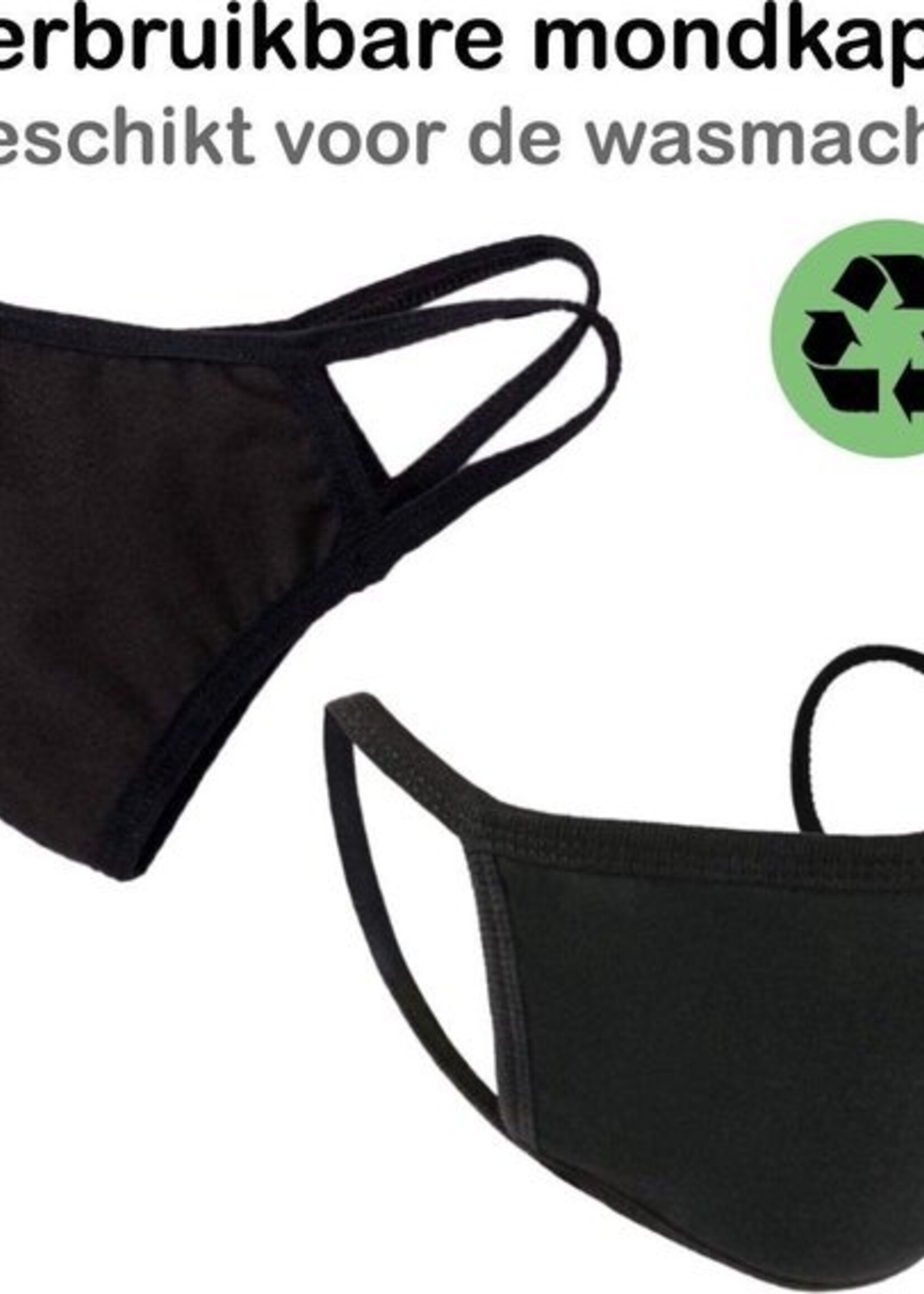 BTH Mondkapje Wasbaar Zwart - Mondkapje Katoen Wasbaar Mondmasker Katoen - Wasbare Mondkapjes Niet Medisch Elastisch - Universeel - 10 PACK