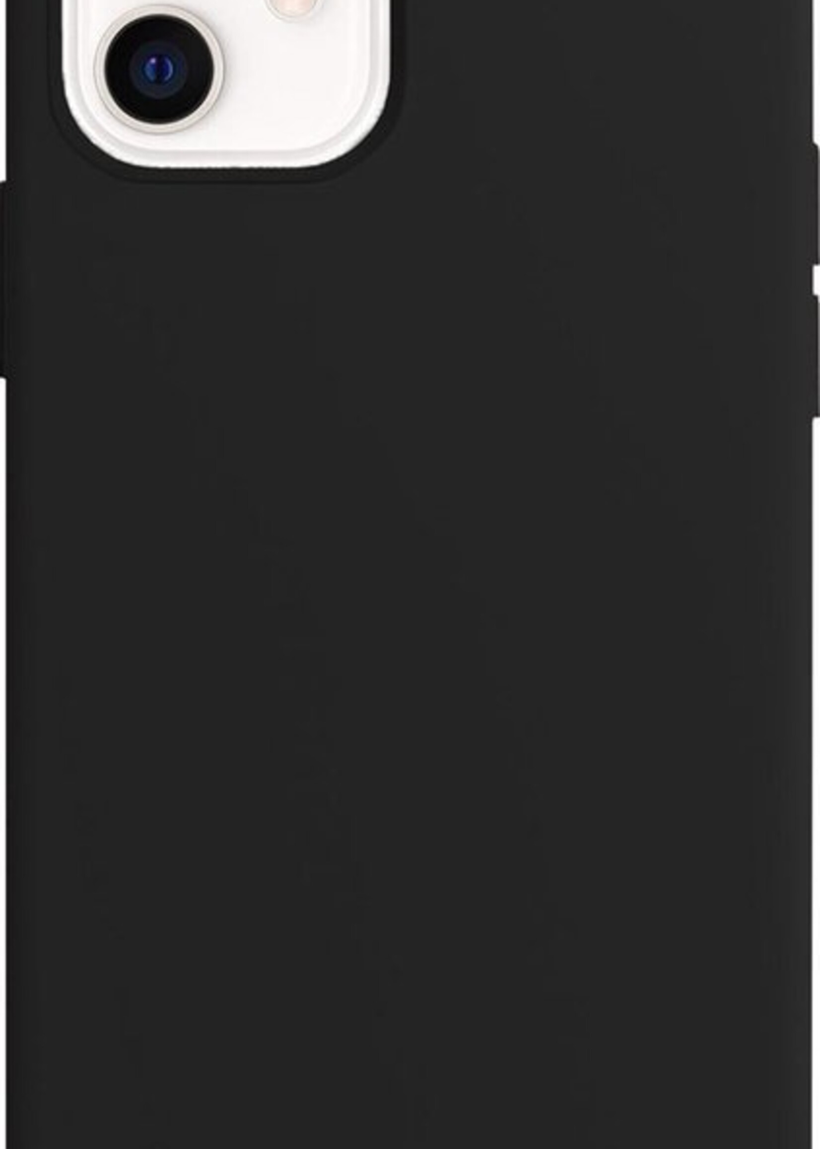 BTH Hoesje Geschikt voor iPhone 12 Hoesje Siliconen Case Hoes Met Screenprotector - Hoes Geschikt voor iPhone 12 Hoes Cover Case - Zwart