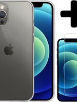 BTH BTH iPhone 12 Pro Hoesje Siliconen Transparant En Screenprotector met dichte notch