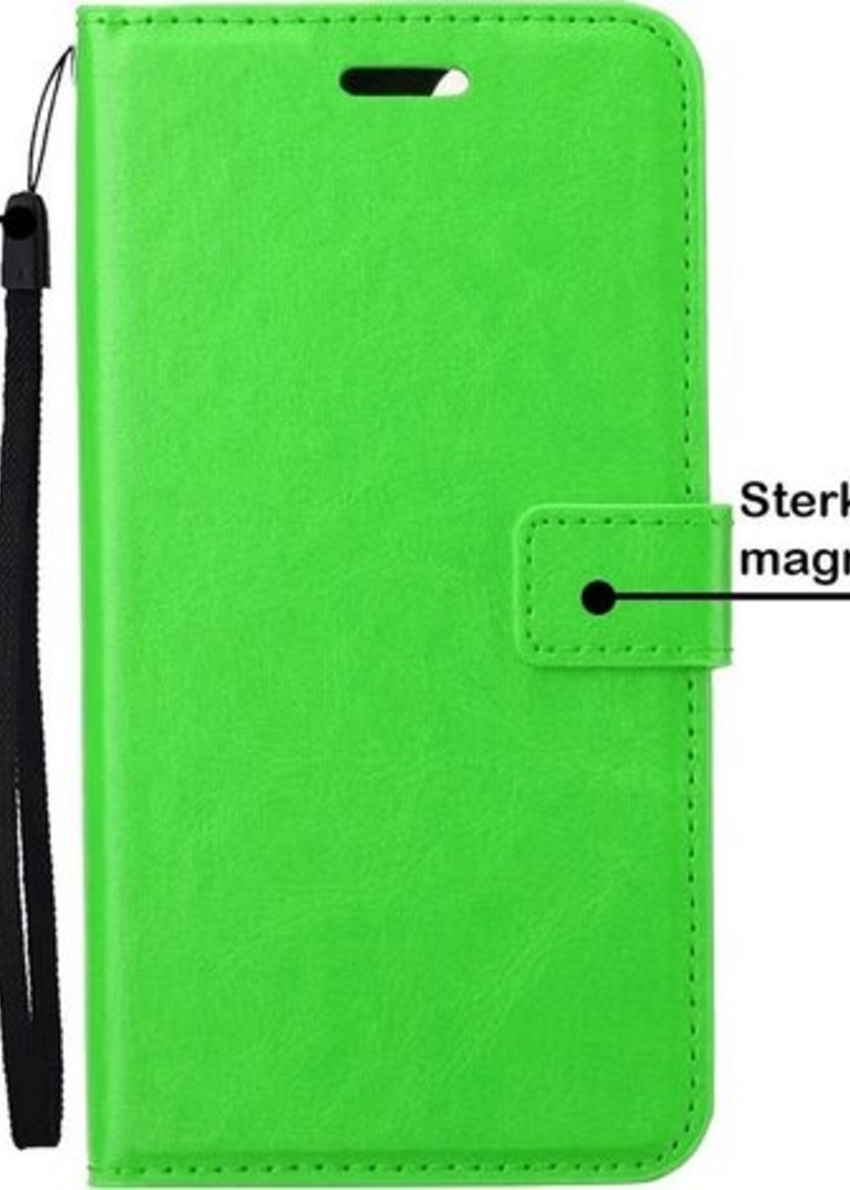 BTH Hoesje Geschikt voor iPhone 12 Hoesje Book Case Hoes Portemonnee Cover Walletcase Met 2x Screenprotector - Hoes Geschikt voor iPhone 12 Hoes Bookcase Hoesje - Groen