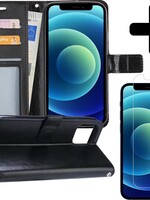BTH BTH iPhone 12 Pro Hoesje Bookcase met screenprotector - Zwart