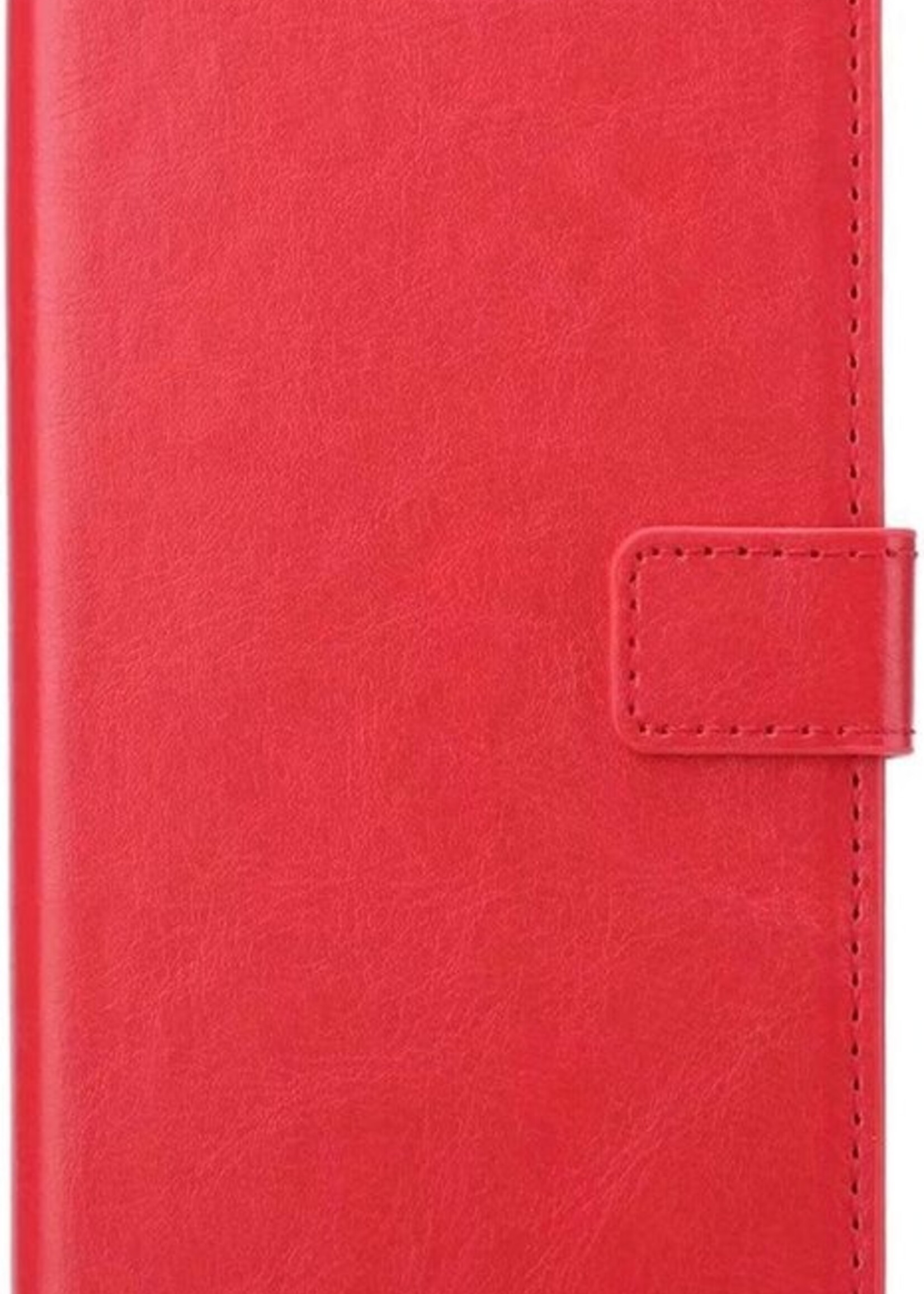 BTH Hoesje Geschikt voor iPhone 12 Hoesje Book Case Hoes Portemonnee Cover Walletcase Met Screenprotector - Hoes Geschikt voor iPhone 12 Hoes Bookcase Hoesje - Rood