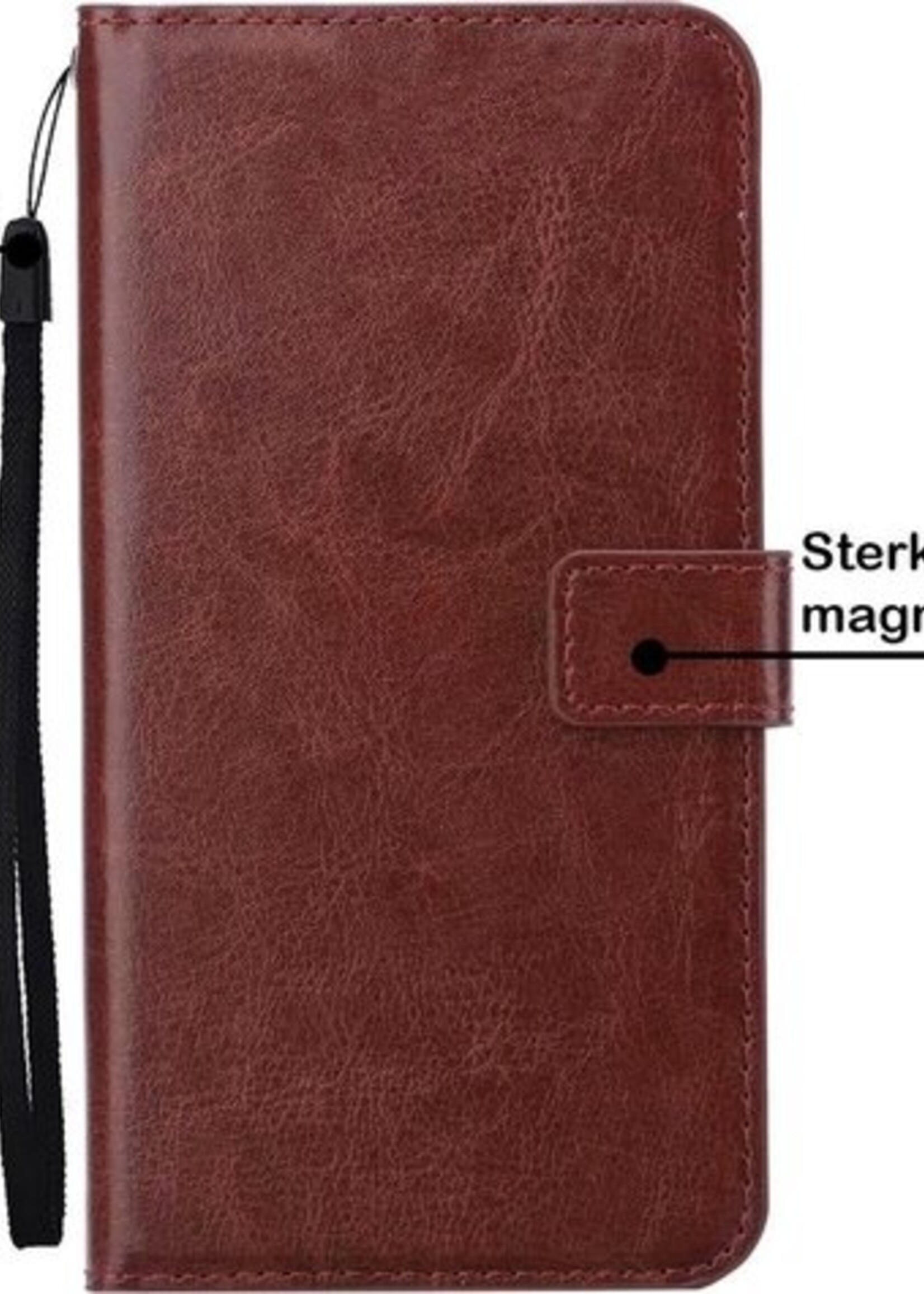 BTH Hoesje Geschikt voor iPhone 12 Hoesje Book Case Hoes Portemonnee Cover Walletcase Met Screenprotector - Hoes Geschikt voor iPhone 12 Hoes Bookcase Hoesje - Bruin