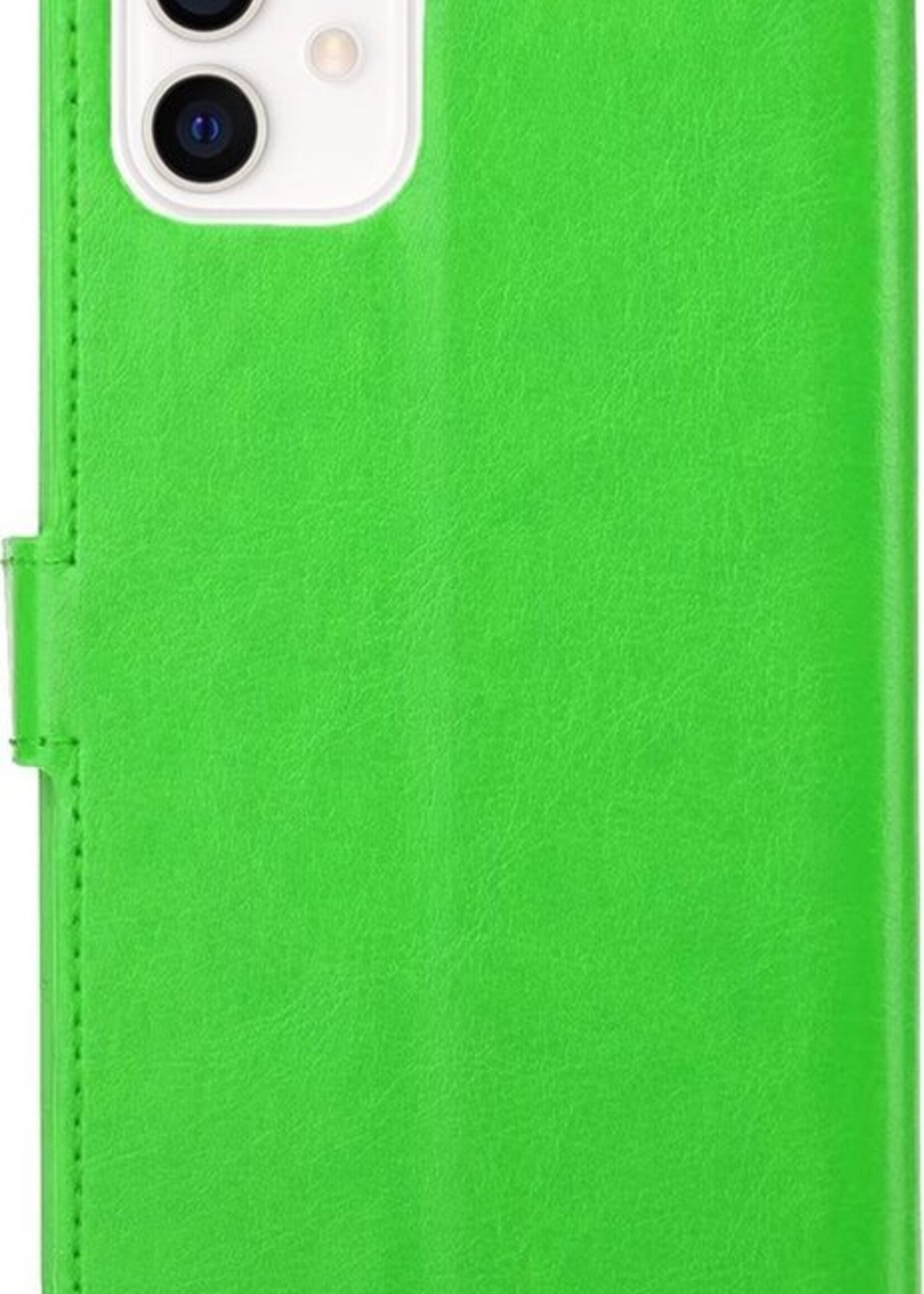 BTH Hoesje Geschikt voor iPhone 12 Hoesje Book Case Hoes Portemonnee Cover Walletcase Met Screenprotector - Hoes Geschikt voor iPhone 12 Hoes Bookcase Hoesje - Groen
