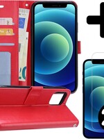 BTH BTH iPhone 12 Pro Hoesje Bookcase met 2x screenprotector met dichte notch - Rood