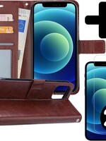 BTH BTH iPhone 12 Pro Hoesje Bookcase met 2x screenprotector met dichte notch - Bruin