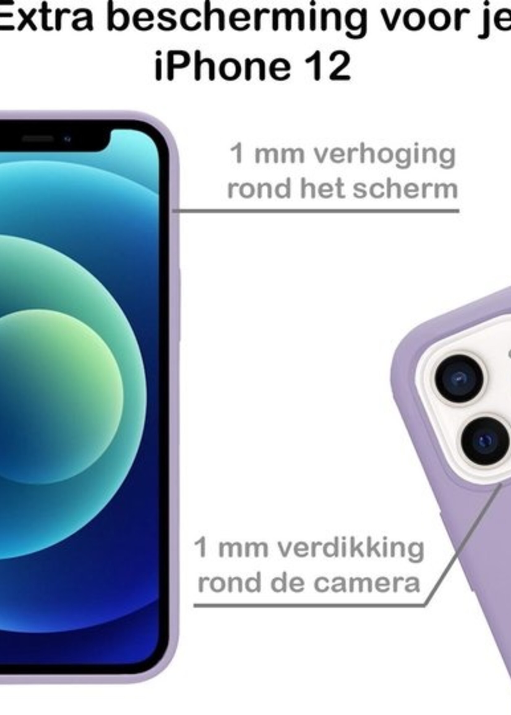 BTH Hoesje Geschikt voor iPhone 12 Mini Hoesje Siliconen Case Hoes - Hoes Geschikt voor iPhone 12 Mini Hoes Cover Case - Lila - 2 PACK