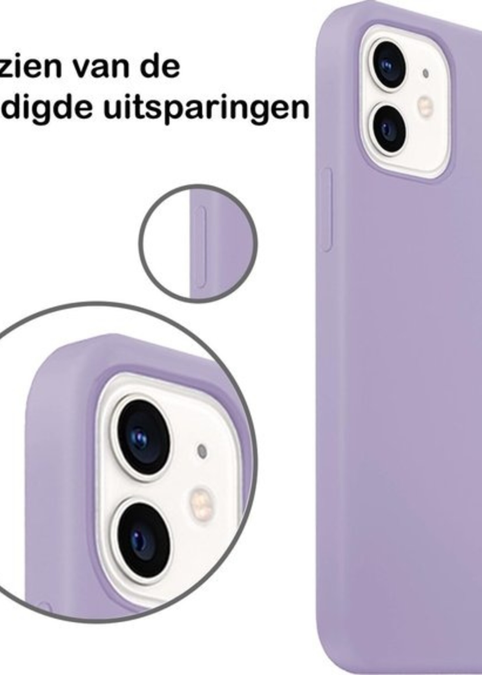 BTH Hoesje Geschikt voor iPhone 12 Mini Hoesje Siliconen Case Hoes - Hoes Geschikt voor iPhone 12 Mini Hoes Cover Case - Lila - 2 PACK