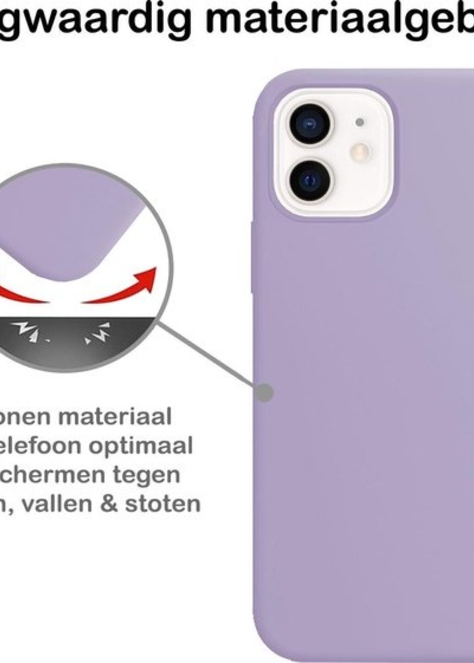 BTH Hoesje Geschikt voor iPhone 12 Mini Hoesje Siliconen Case Hoes - Hoes Geschikt voor iPhone 12 Mini Hoes Cover Case - Lila - 2 PACK