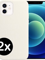 BTH BTH 2 PACK - iPhone 12 Mini Hoesje Siliconen Case - Wit