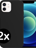 BTH BTH 2 PACK - iPhone 12 Mini Hoesje Siliconen Case - Zwart