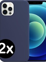 BTH BTH 2 PACK - iPhone 12 Pro Max Hoesje Siliconen Case - Donkerblauw