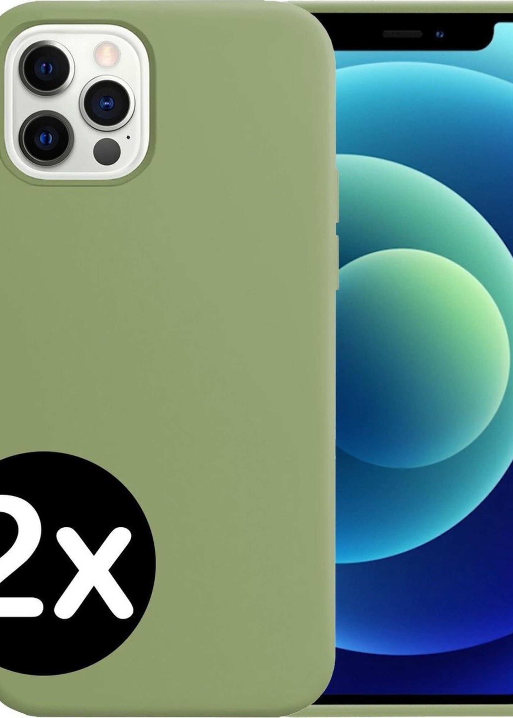 BTH Hoesje Geschikt voor iPhone 12 Pro Max Hoesje Siliconen Case Hoes - Hoes Geschikt voor iPhone 12 Pro Max Hoes Cover Case - Groen - 2 PACK
