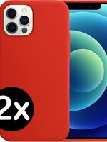 BTH BTH 2 PACK - iPhone 12 Pro Max Hoesje Siliconen Case - Rood