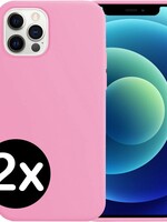 BTH BTH 2 PACK - iPhone 12 Pro Max Hoesje Siliconen Case - Lichtroze