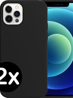 BTH BTH 2 PACK - iPhone 12 Pro Max Hoesje Siliconen Case - Zwart