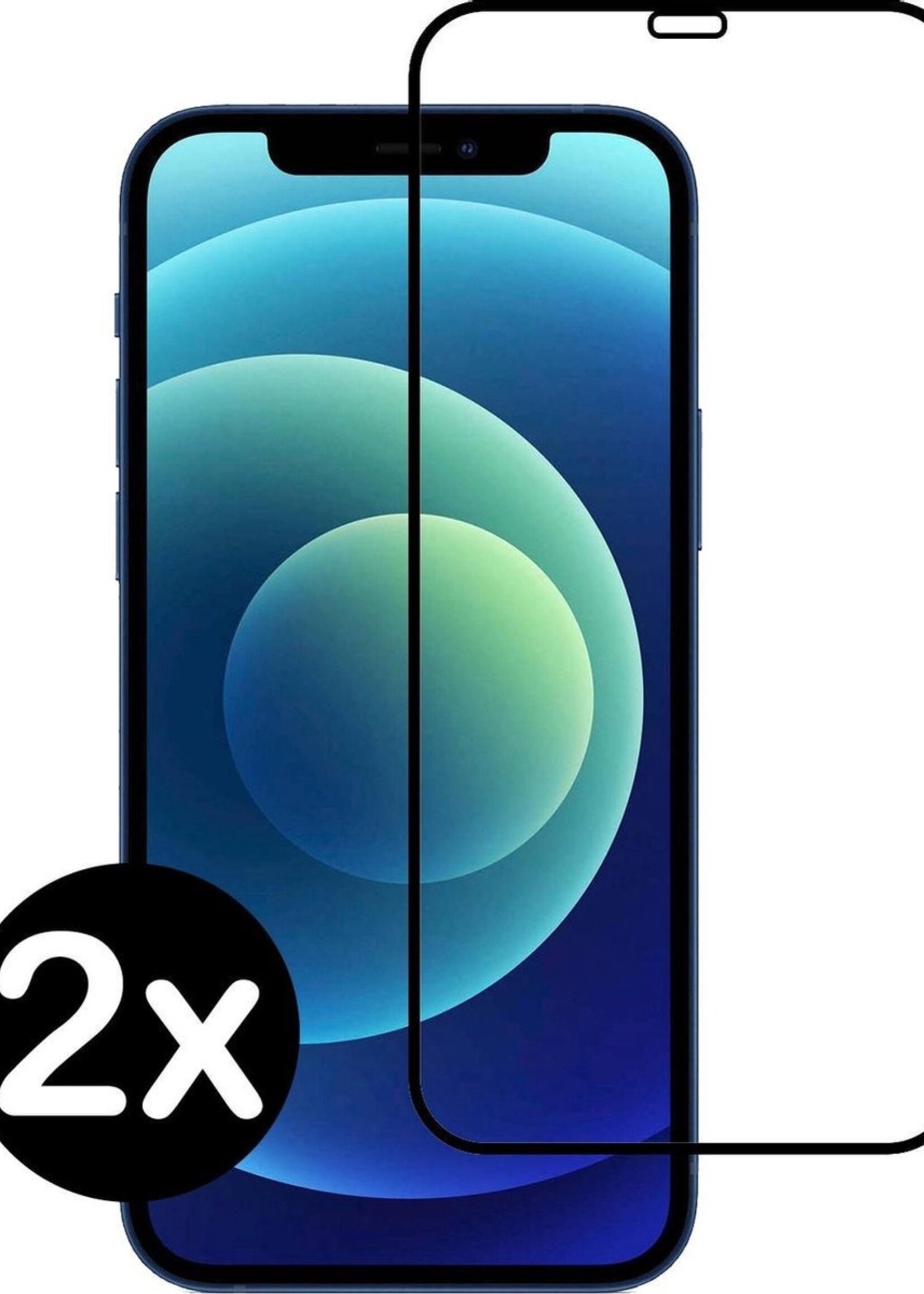 BTH Screenprotector Geschikt voor iPhone 12 Mini Screenprotector Glas Gehard Tempered Glass Full Cover - Screenprotector Geschikt voor iPhone 12 Mini Screen Protector Screen Cover - 2 PACK
