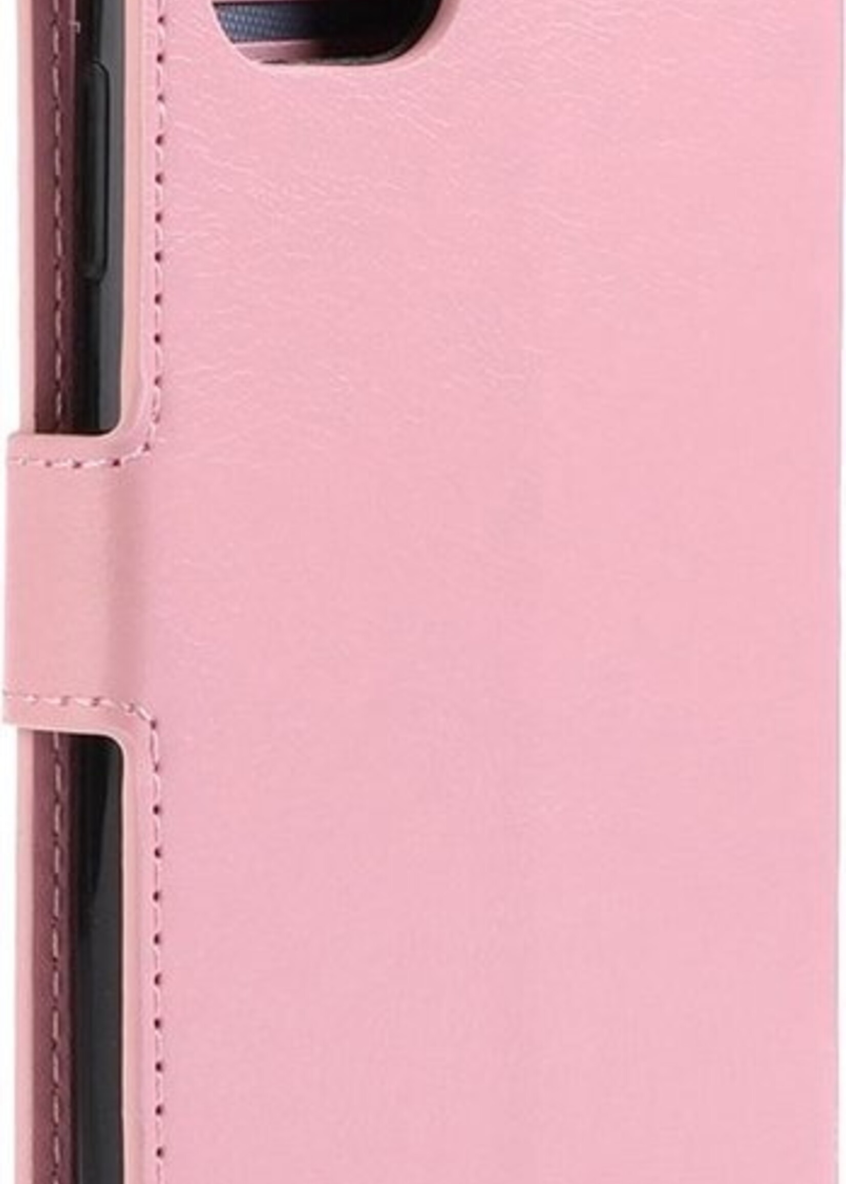 BTH Hoesje Geschikt voor iPhone 12 Pro Max Hoesje Book Case Hoes Portemonnee Cover Walletcase Met Screenprotector - Hoes Geschikt voor iPhone 12 Pro Max Hoes Bookcase Hoesje - Lichtroze