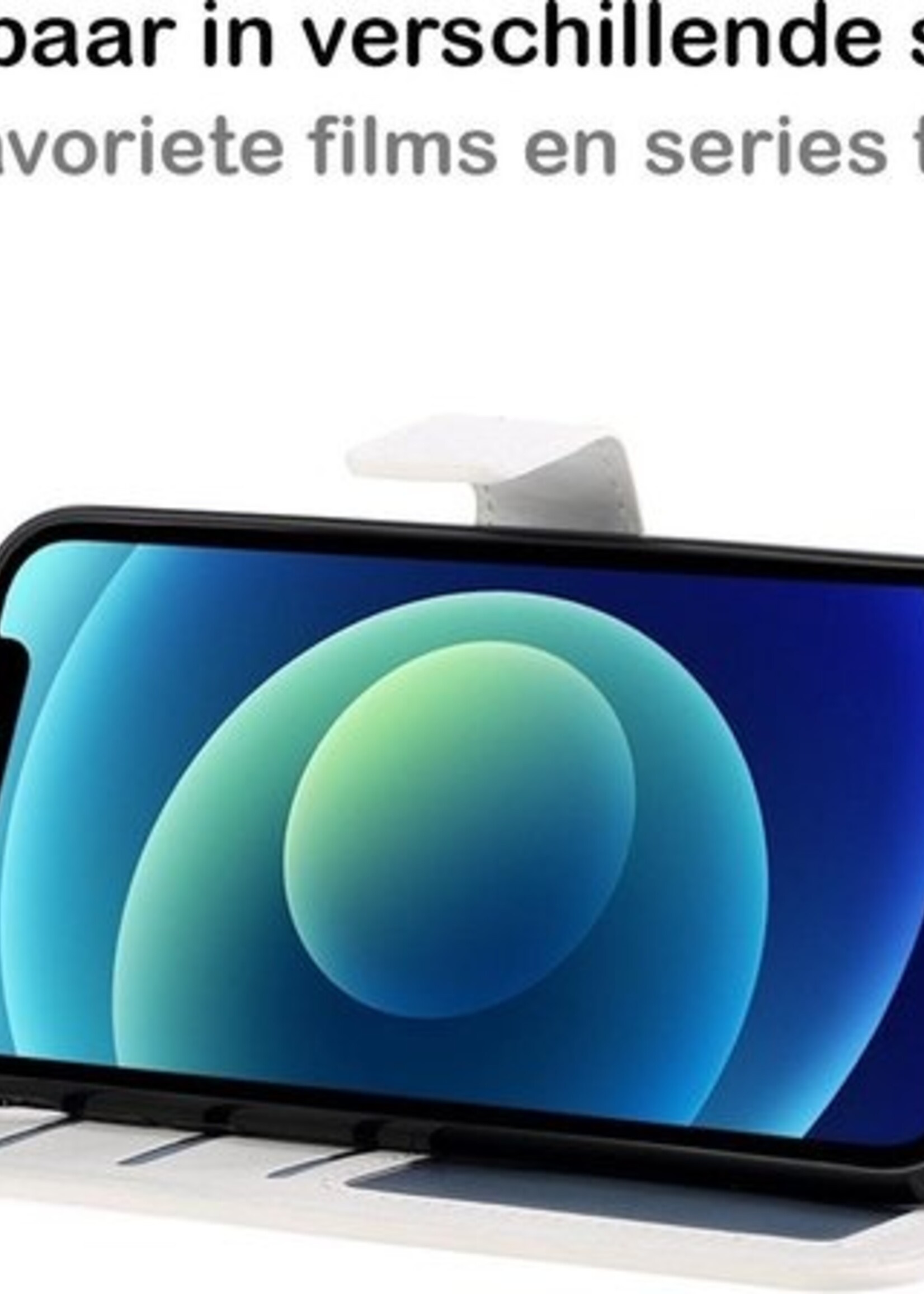 BTH Hoesje Geschikt voor iPhone 12 Pro Max Hoesje Book Case Hoes Portemonnee Cover Walletcase Met Screenprotector - Hoes Geschikt voor iPhone 12 Pro Max Hoes Bookcase Hoesje - Wit