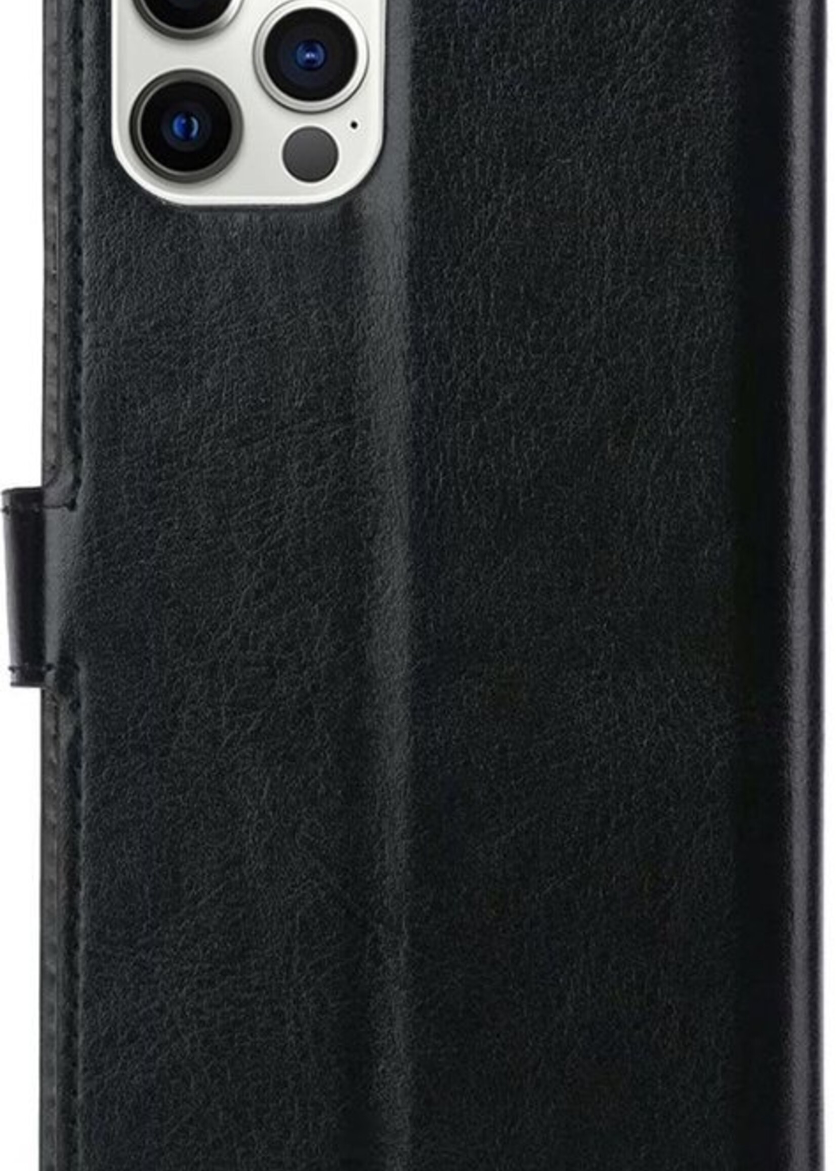 BTH Hoesje Geschikt voor iPhone 12 Pro Max Hoesje Book Case Hoes Portemonnee Cover Walletcase Met Screenprotector - Hoes Geschikt voor iPhone 12 Pro Max Hoes Bookcase Hoesje - Zwart