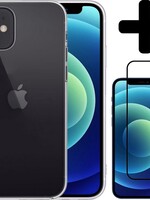 BTH BTH iPhone 12 Mini Hoesje Siliconen Transparant En Screenprotector Full Cover