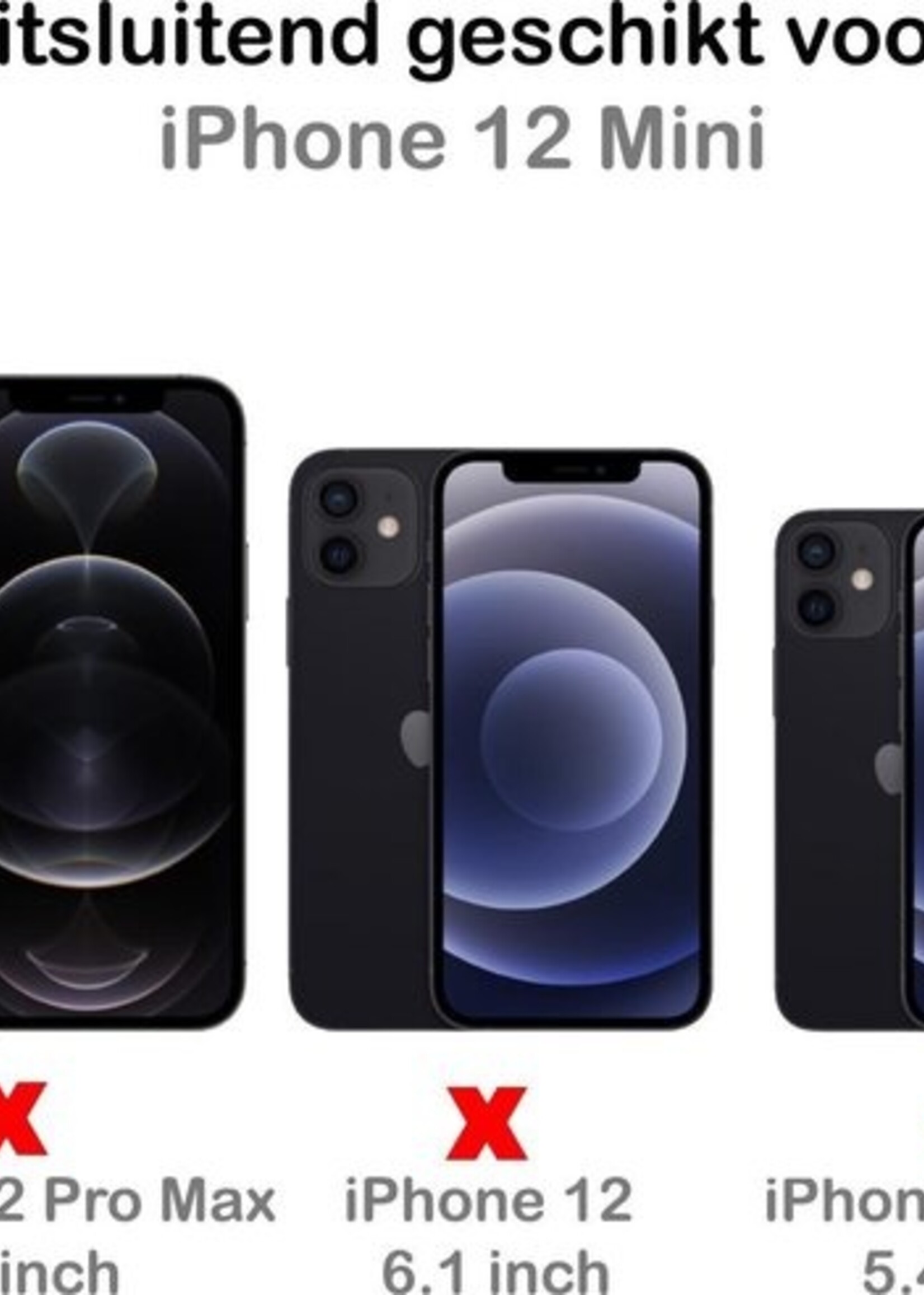 BTH Hoesje Geschikt voor iPhone 12 Mini Hoesje Siliconen Case Hoes Met Screenprotector - Hoes Geschikt voor iPhone 12 Mini Hoes Cover Case - Lichtroze