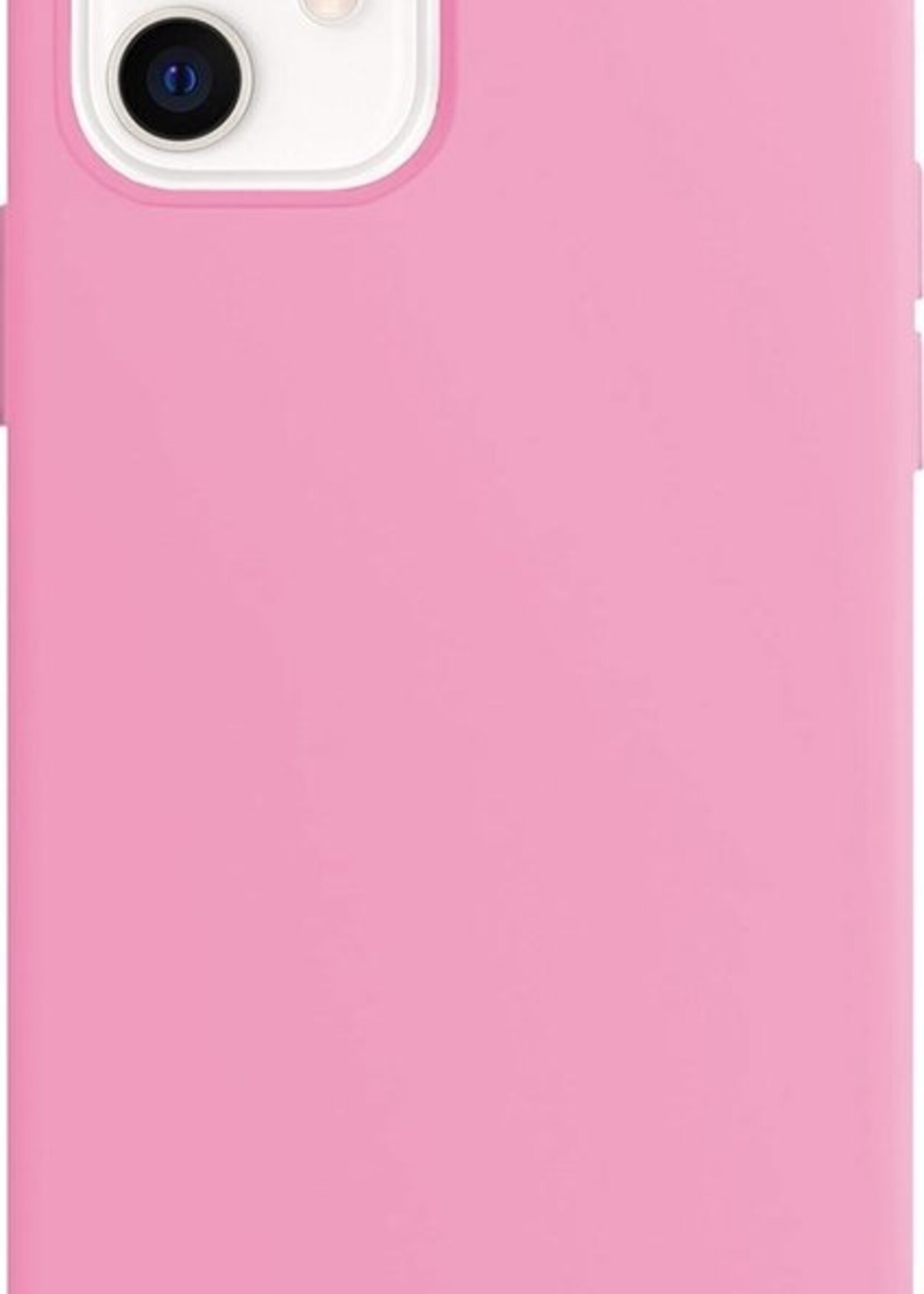 BTH Hoesje Geschikt voor iPhone 12 Mini Hoesje Siliconen Case Hoes Met Screenprotector - Hoes Geschikt voor iPhone 12 Mini Hoes Cover Case - Lichtroze