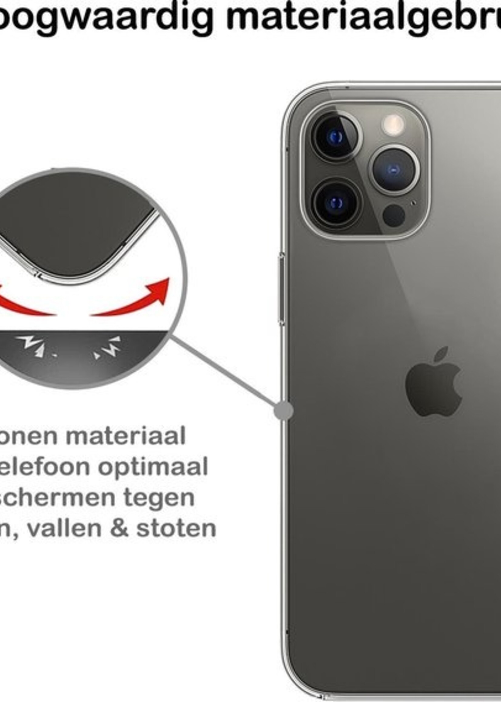 BTH Hoesje Geschikt voor iPhone 12 Pro Max Hoesje Siliconen Case Hoes Met 2x Screenprotector - Hoes Geschikt voor iPhone 12 Pro Max Hoes Cover Case - Transparant