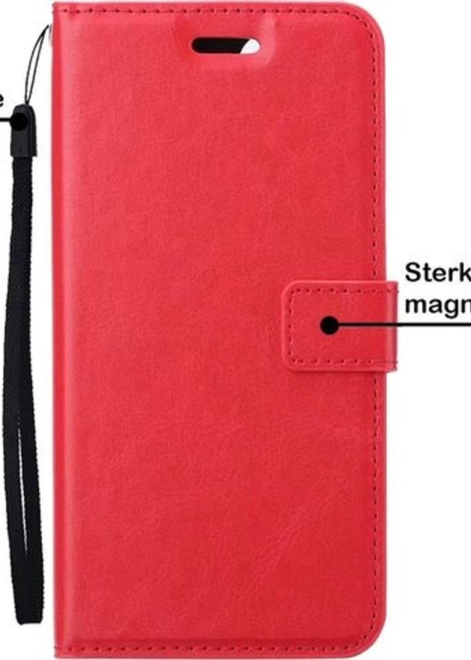 BTH Hoesje Geschikt voor iPhone 12 Mini Hoesje Book Case Hoes Portemonnee Cover Walletcase Met Screenprotector - Hoes Geschikt voor iPhone 12 Mini Hoes Bookcase Hoesje - Rood