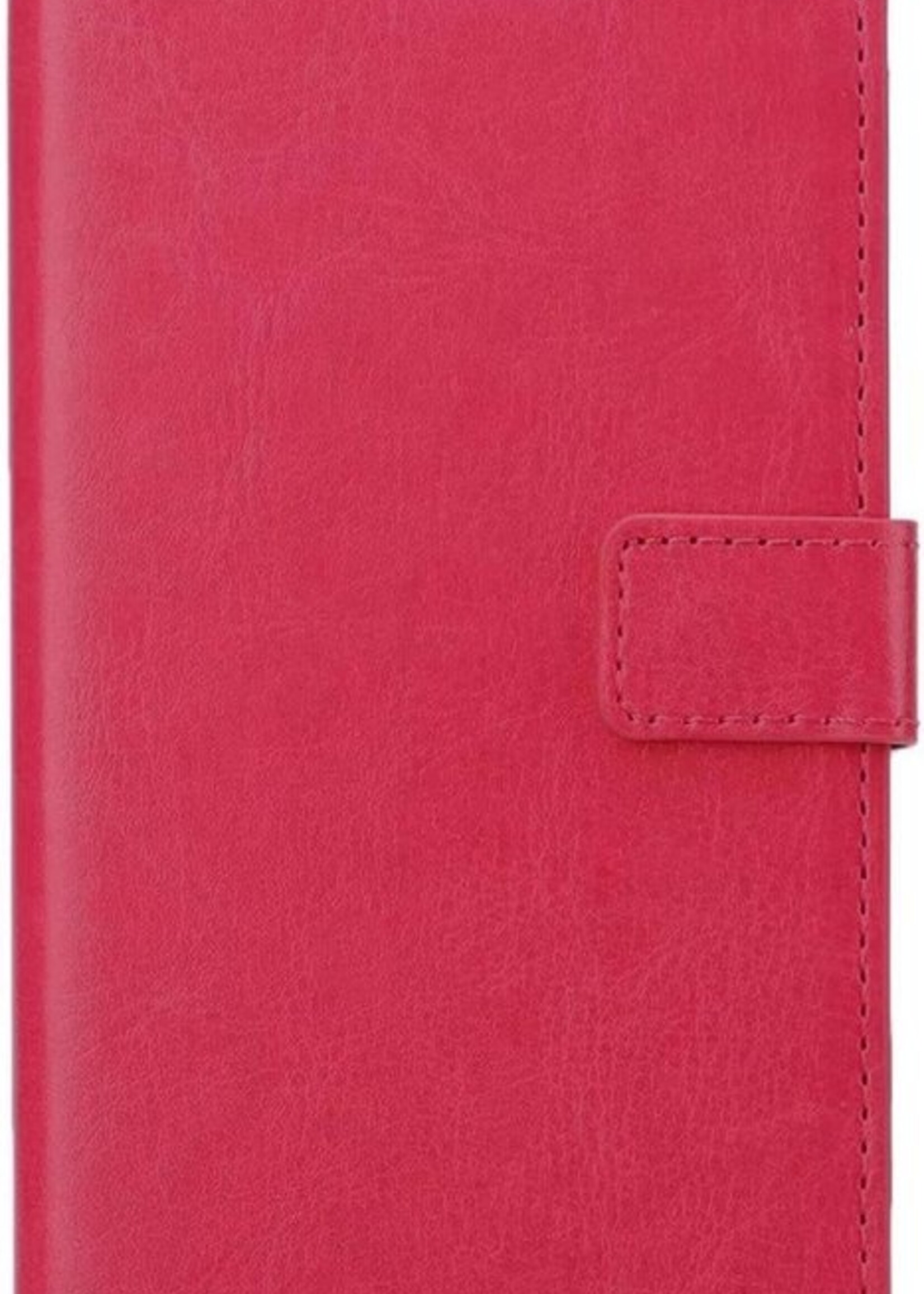 BTH Hoesje Geschikt voor iPhone 12 Mini Hoesje Book Case Hoes Portemonnee Cover Walletcase Met Screenprotector - Hoes Geschikt voor iPhone 12 Mini Hoes Bookcase Hoesje - Donkerroze