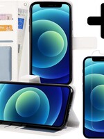 BTH BTH iPhone 12 Pro Max Hoesje Bookcase met screenprotector - Wit