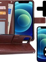 BTH BTH iPhone 12 Mini Hoesje Bookcase met 2x screenprotector - Bruin