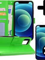 BTH BTH iPhone 12 Mini Hoesje Bookcase met 2x screenprotector - Groen