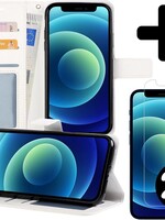 BTH BTH iPhone 12 Mini Hoesje Bookcase met 2x screenprotector - Wit