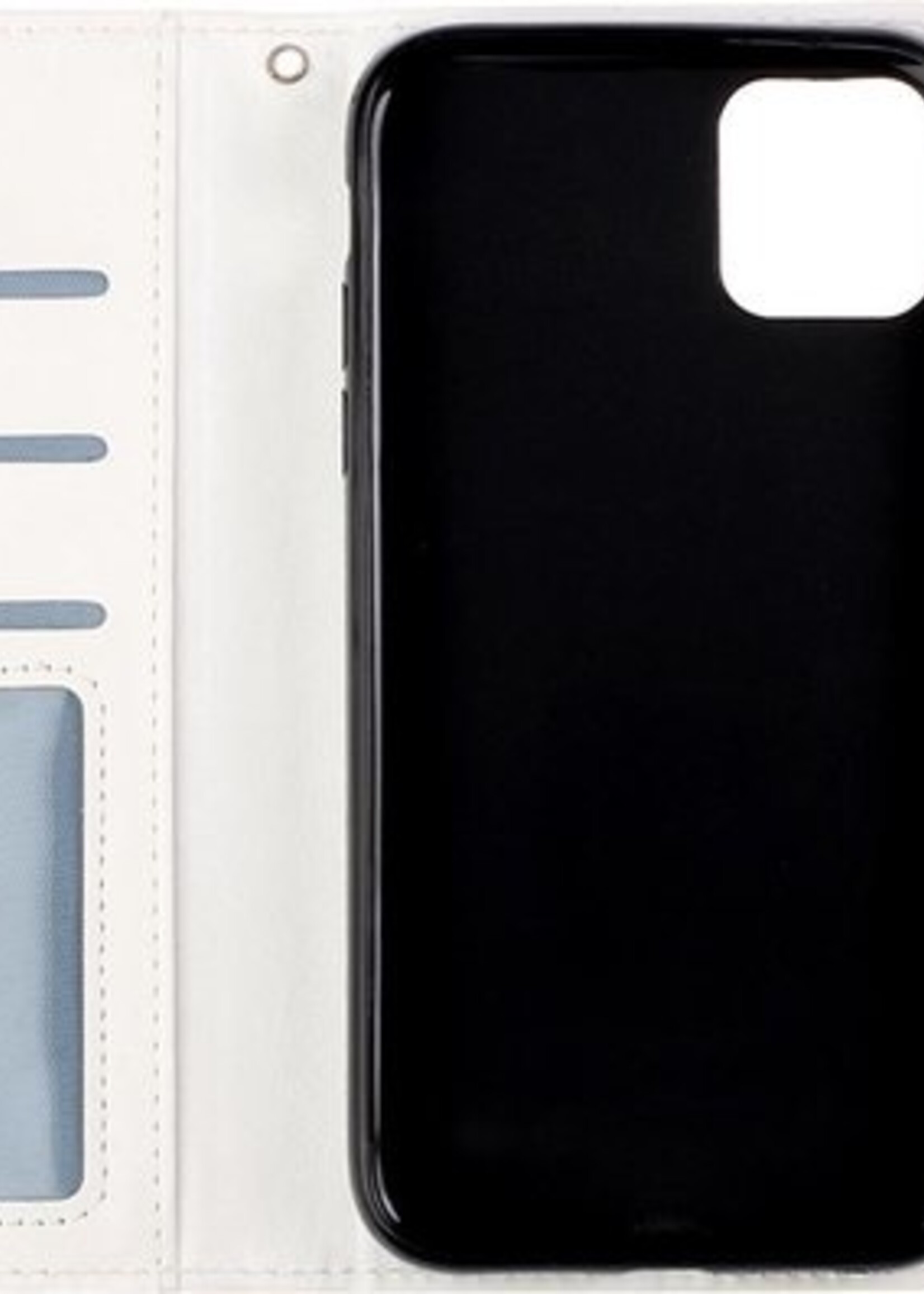 BTH Hoesje Geschikt voor iPhone 12 Mini Hoesje Book Case Hoes Portemonnee Cover Walletcase Met 2x Screenprotector - Hoes Geschikt voor iPhone 12 Mini Hoes Bookcase Hoesje - Wit