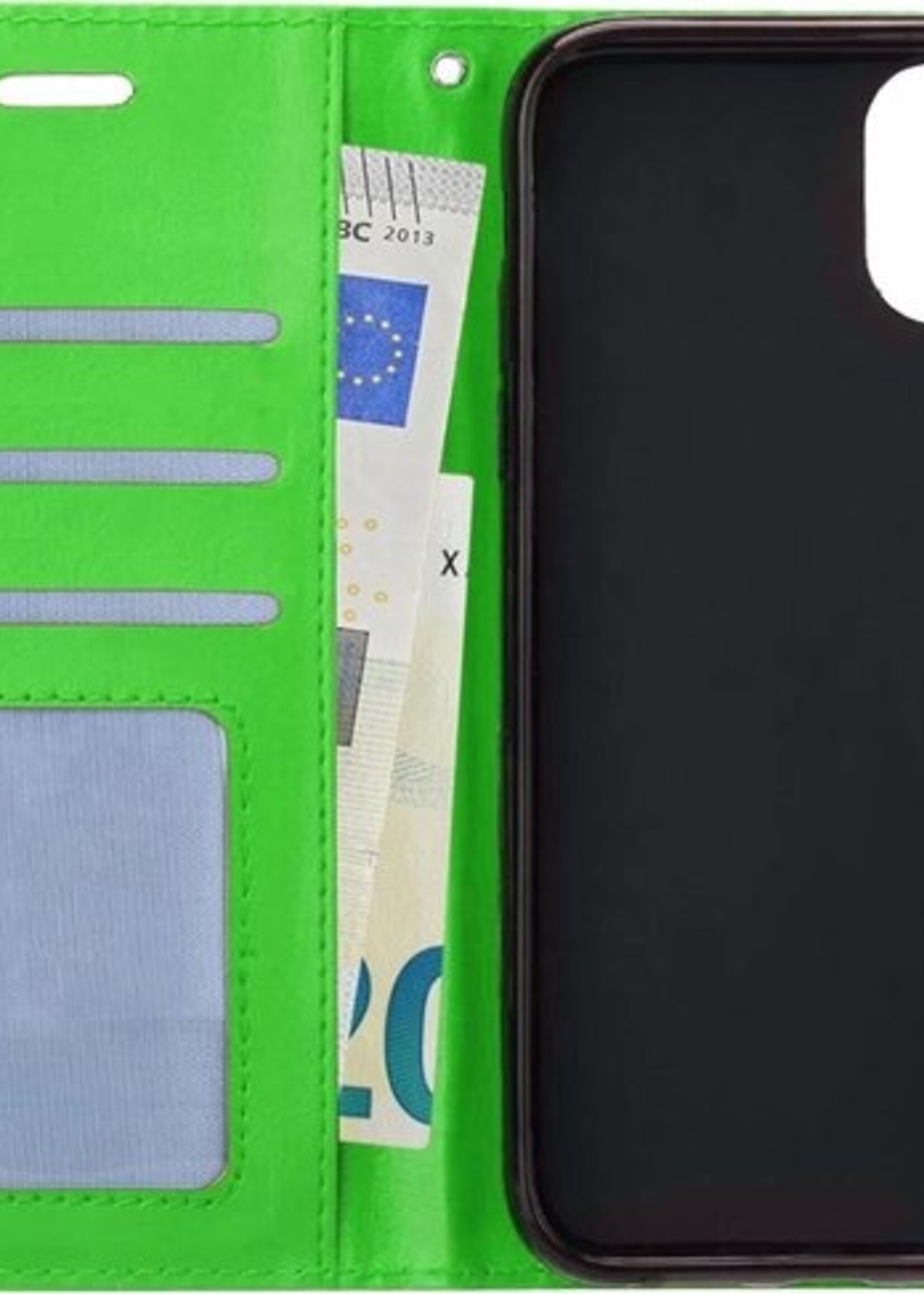 BTH Hoesje Geschikt voor iPhone 12 Pro Max Hoesje Book Case Hoes Portemonnee Cover Walletcase Met 2x Screenprotector - Hoes Geschikt voor iPhone 12 Pro Max Hoes Bookcase Hoesje - Groen