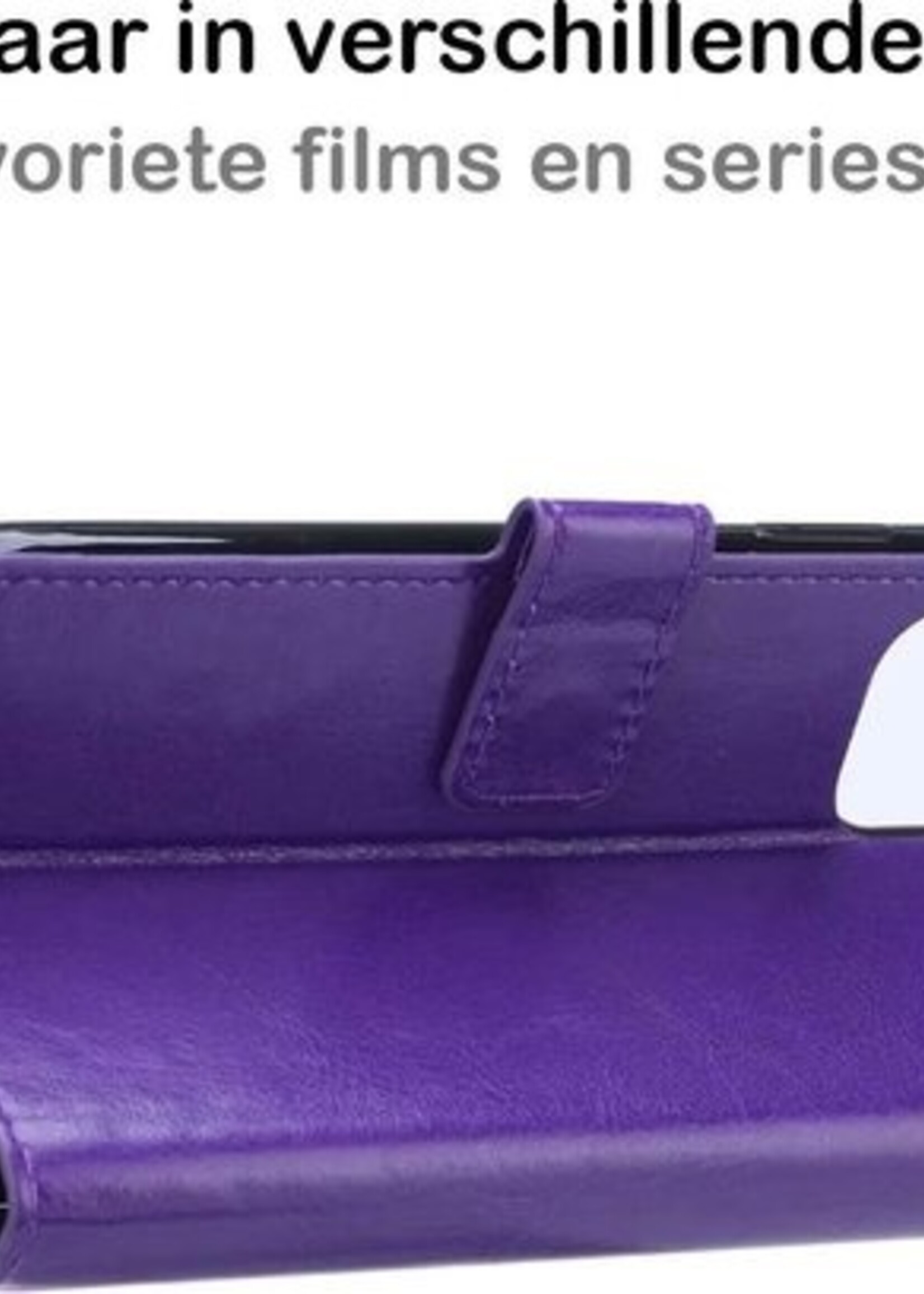 BTH Hoesje Geschikt voor iPhone 12 Pro Max Hoesje Book Case Hoes Portemonnee Cover Walletcase Met 2x Screenprotector - Hoes Geschikt voor iPhone 12 Pro Max Hoes Bookcase Hoesje - Paars