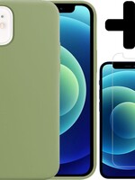 BTH BTH iPhone 12 Mini Hoesje Siliconen Groen En Screenprotector