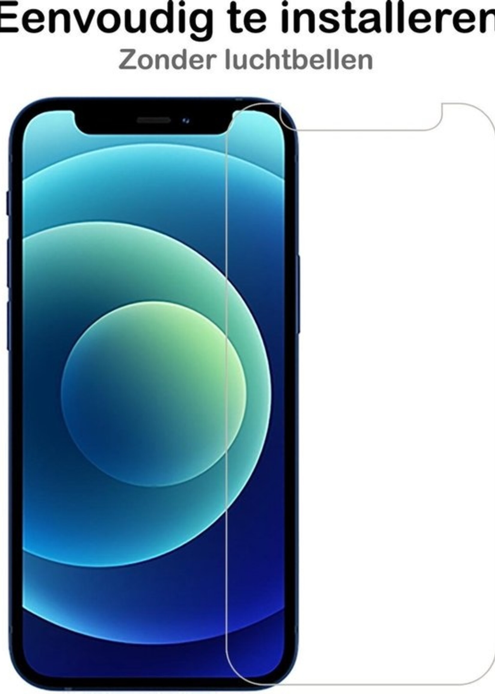 BTH Hoesje Geschikt voor iPhone 12 Pro Max Hoesje Siliconen Case Hoes Met Screenprotector - Hoes Geschikt voor iPhone 12 Pro Max Hoes Cover Case - Donkerblauw