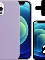 BTH BTH iPhone 12 Pro Max Hoesje Siliconen Lila En 2x Screenprotector
