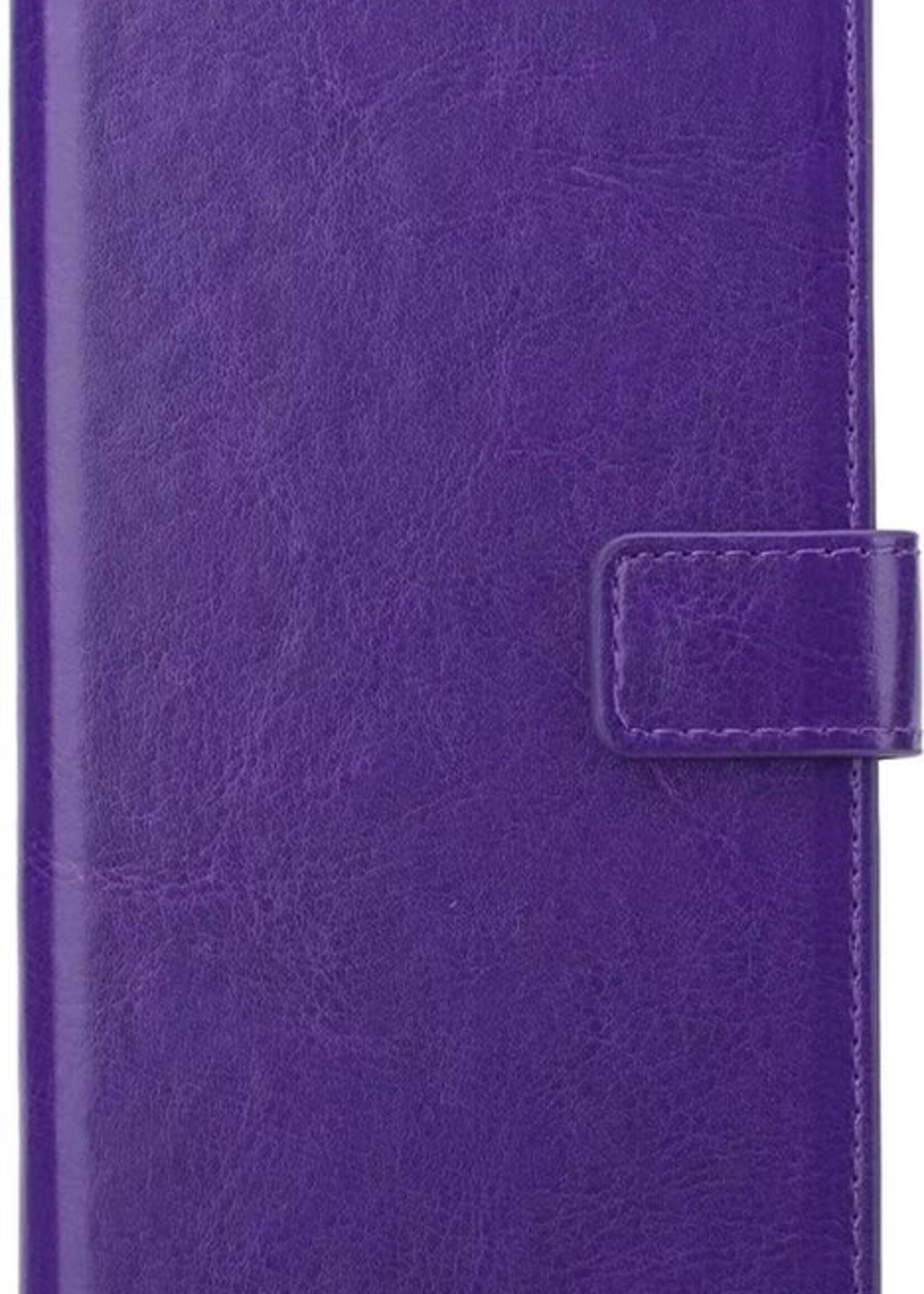 BTH Hoesje Geschikt voor iPhone 12 Mini Hoesje Book Case Hoes Portemonnee Cover Walletcase Met Screenprotector - Hoes Geschikt voor iPhone 12 Mini Hoes Bookcase Hoesje - Paars