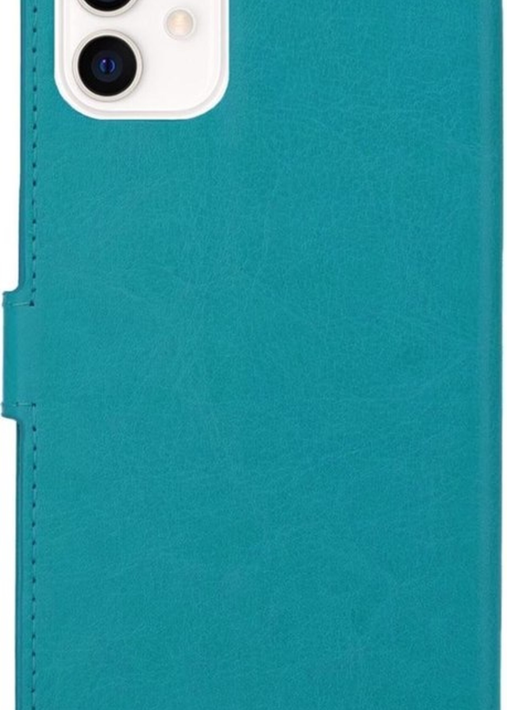 BTH Hoesje Geschikt voor iPhone 12 Mini Hoesje Book Case Hoes Portemonnee Cover Walletcase Met Screenprotector - Hoes Geschikt voor iPhone 12 Mini Hoes Bookcase Hoesje - Turquoise
