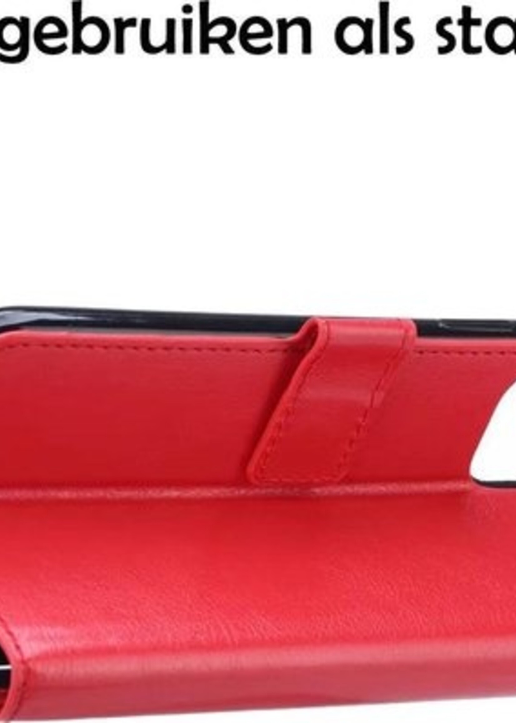 BTH Hoesje Geschikt voor iPhone 12 Pro Max Hoesje Book Case Hoes Portemonnee Cover Walletcase Met Screenprotector - Hoes Geschikt voor iPhone 12 Pro Max Hoes Bookcase Hoesje - Rood