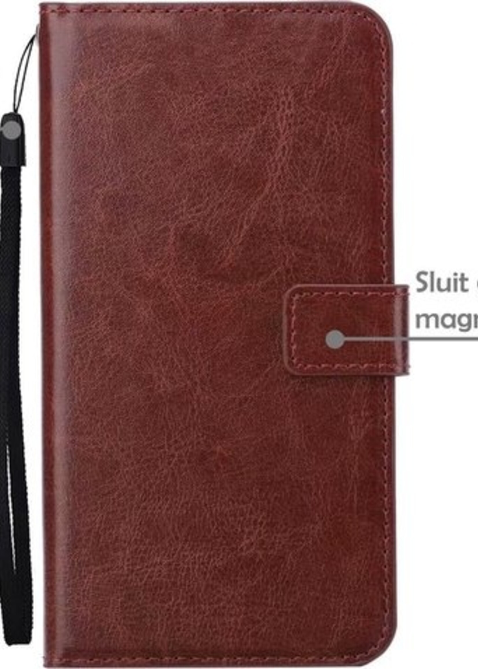 BTH Hoesje Geschikt voor iPhone 12 Pro Max Hoesje Book Case Hoes Portemonnee Cover Walletcase Met Screenprotector - Hoes Geschikt voor iPhone 12 Pro Max Hoes Bookcase Hoesje - Bruin